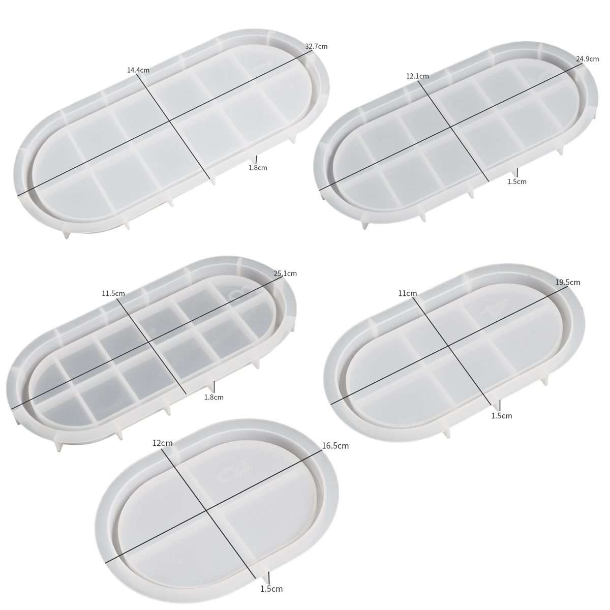 DIY Epoxy Oval Tray Dish Mold Silicone Mold for Flower Pot Base, Spec: 004