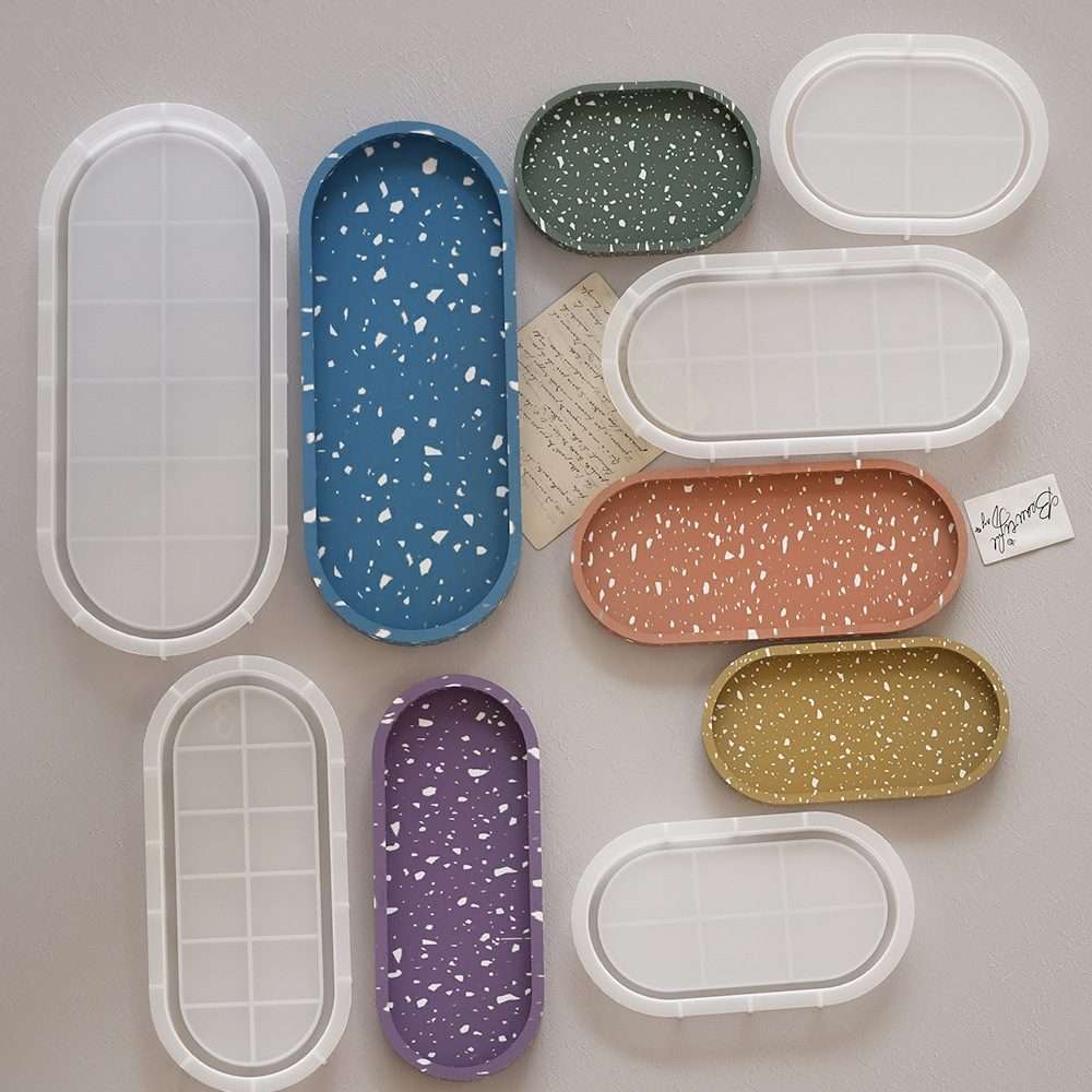 DIY Epoxy Oval Tray Dish Mold Silicone Mold for Flower Pot Base, Spec: 004
