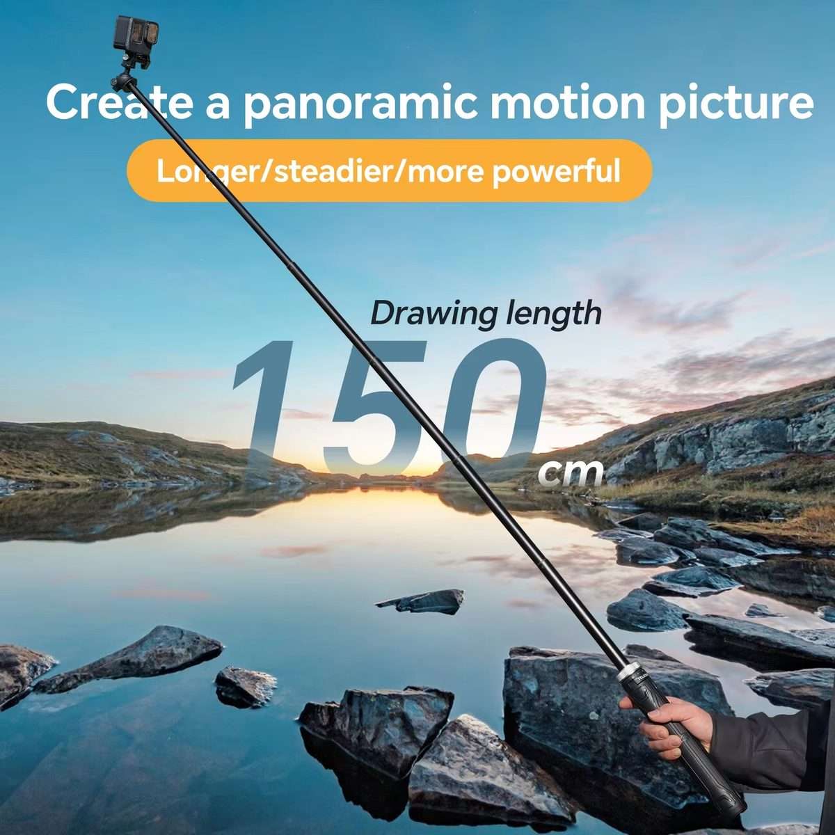 TELESIN 360 Degree Rotation 1.5m Selfie Stick Foldable Tripod For GoPro Hero / Insta36 ... (Black)