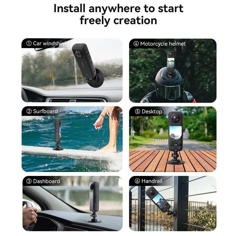 AMagisn Flexible Adhesive Mount for DJI / GoPro HERO / Insta360 Action Camera, Spec: 1/4 Inch