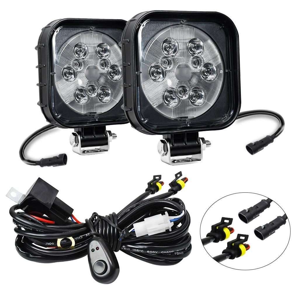 12W 9-30V Car Mixed Light Work Light With Wire Set(Square)
