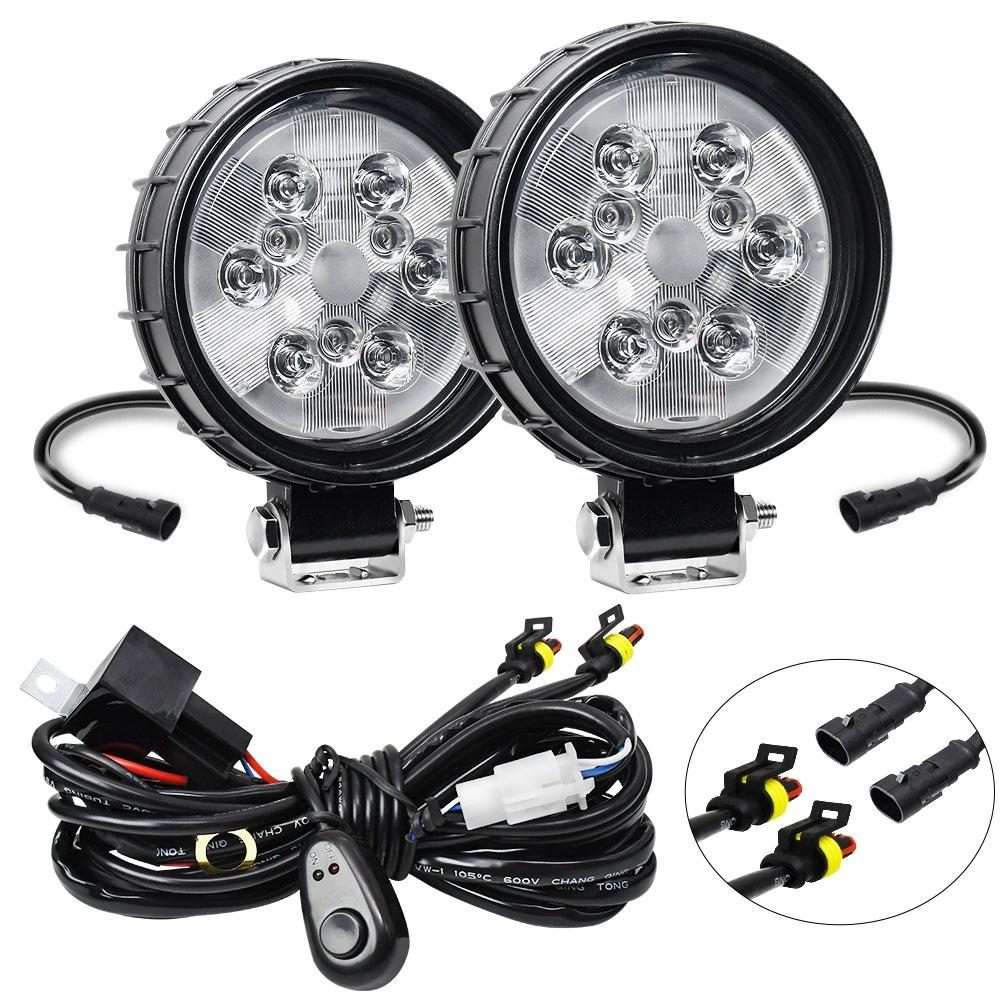 12W 9-30V Car Mixed Light Work Light With Wire Set(Round)