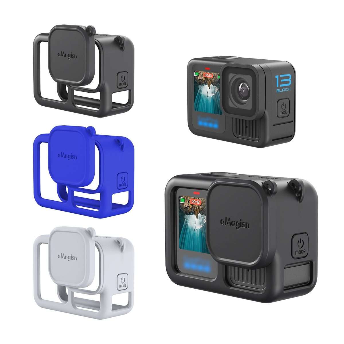 For GoPro HERO13 Black AMagisn Silicone Case Protective Cover(Light Gray)