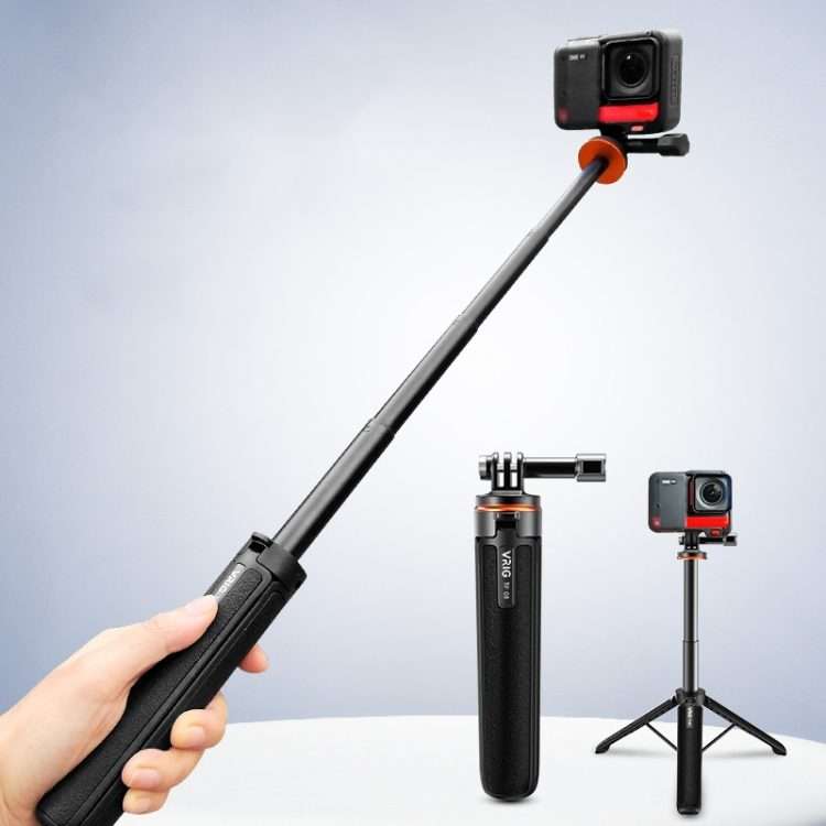 VRIG Action Camera Tripod Selfie Stick 17-51cm Adjustable Extension Pole for Insta360 / DJI Action