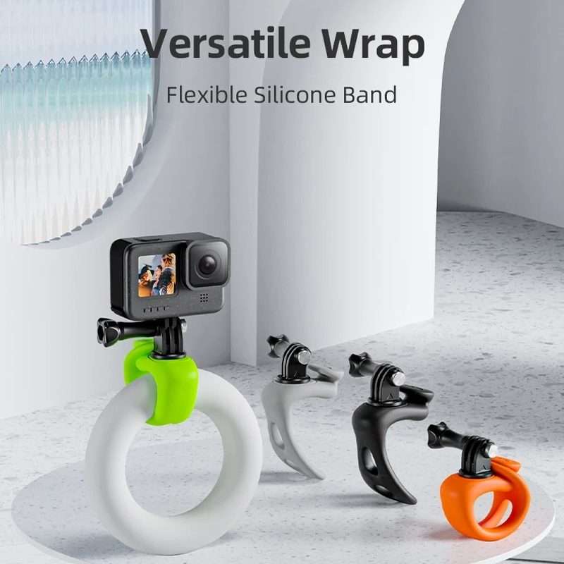 TELESIN Action Camera Mount Silicone Adjustable Mini Flexible Bracket For GoPro HERO ... (Gray)