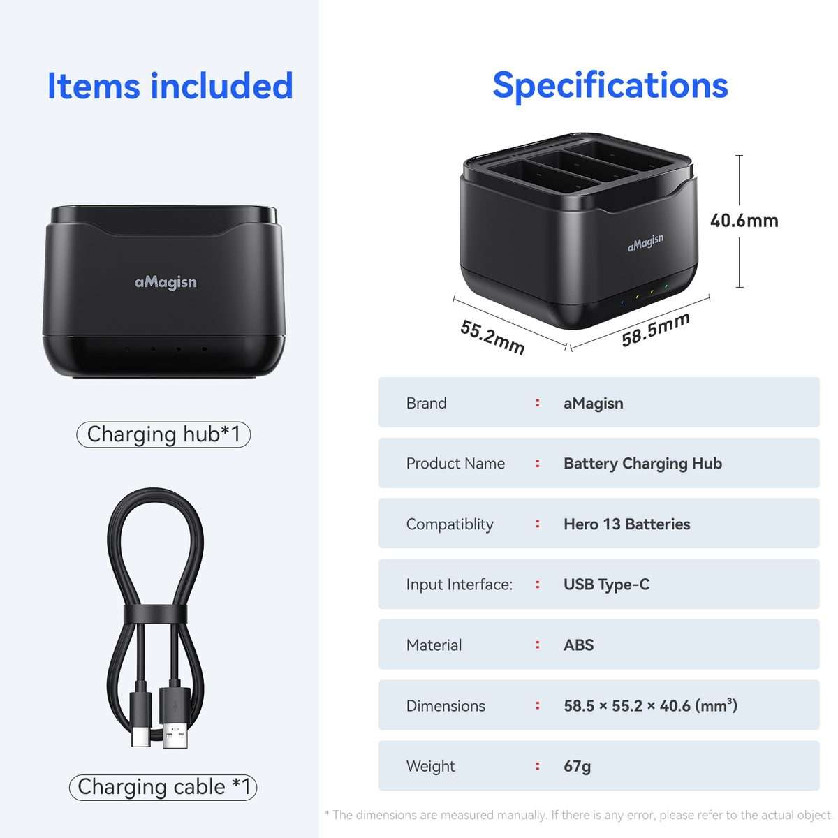 For GoPro HERO13 Black AMagisn Battery Charger Charging Seat