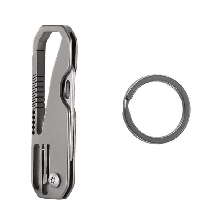 Multifunctional Titanium Keychain Outdoor Portable Defense Mini Folding K ... With 1 Titanium Ring