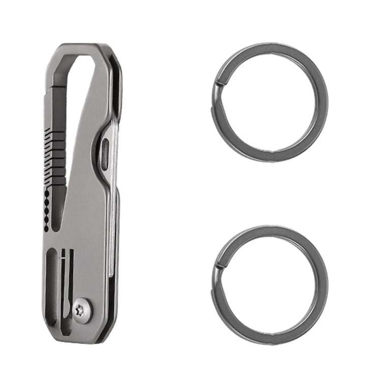Multifunctional Titanium Keychain Outdoor Portable Defense Mini Folding K ... With 2 Titanium Ring