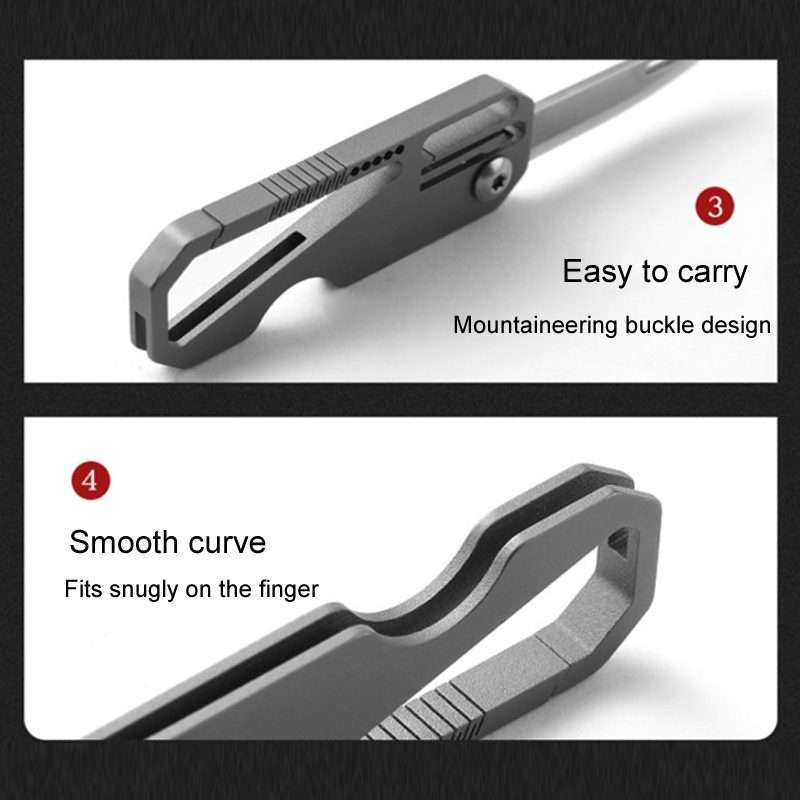 Multifunctional Titanium Keychain Outdoor Portable Defense Mini Folding K ... With 2 Titanium Ring