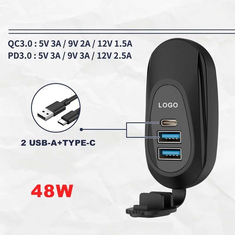 12-24V Bus Handlebar Installed USB Fast Charging Charger, Specifications: A+C QC+PD
