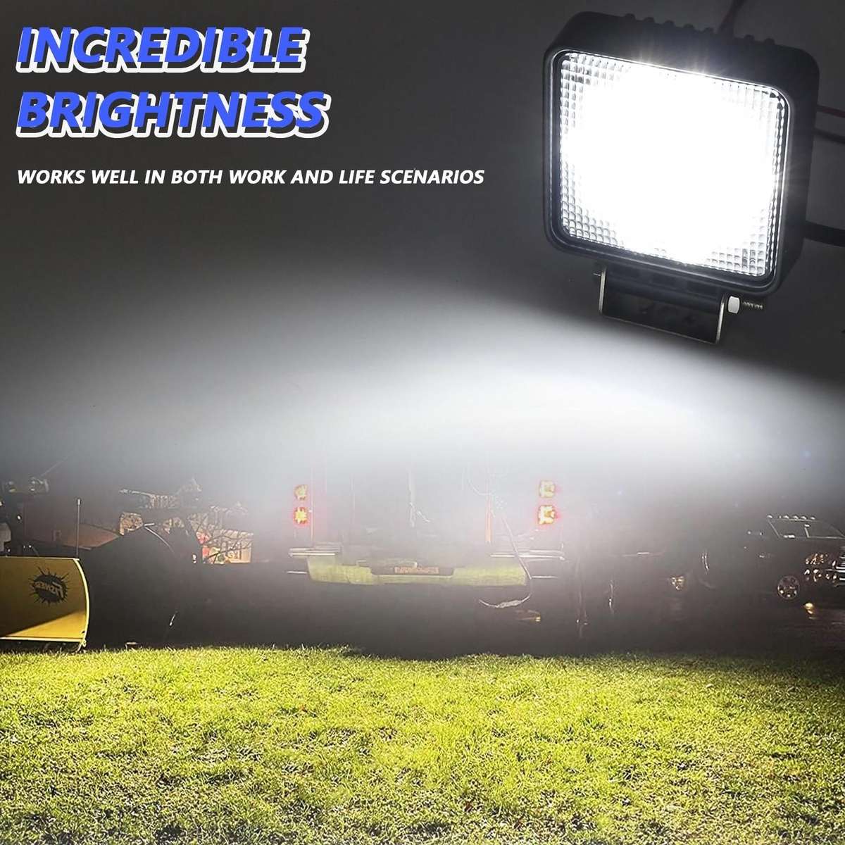 14W 9-30V 4 Inch Mixed Luminous Square Floodlight With Wire Set(X2)