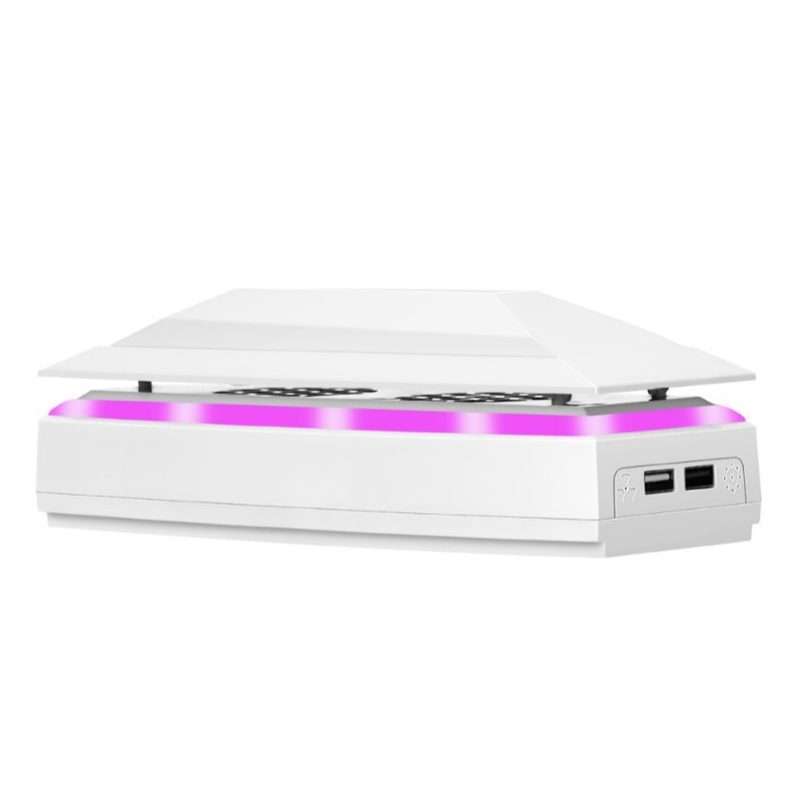 For PS5 Slim Top Dustproof Colorful Cooling Fan 3 Adjustable Speed(White)