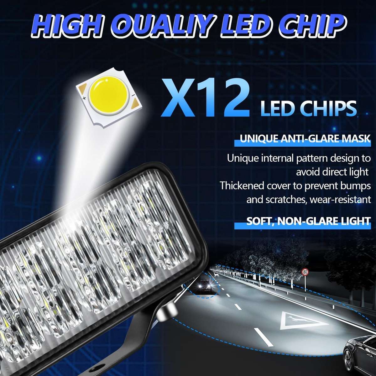 14W 9-30V 6 Inch Long Waterproof Car Work Headlight With Wire Set(X1)