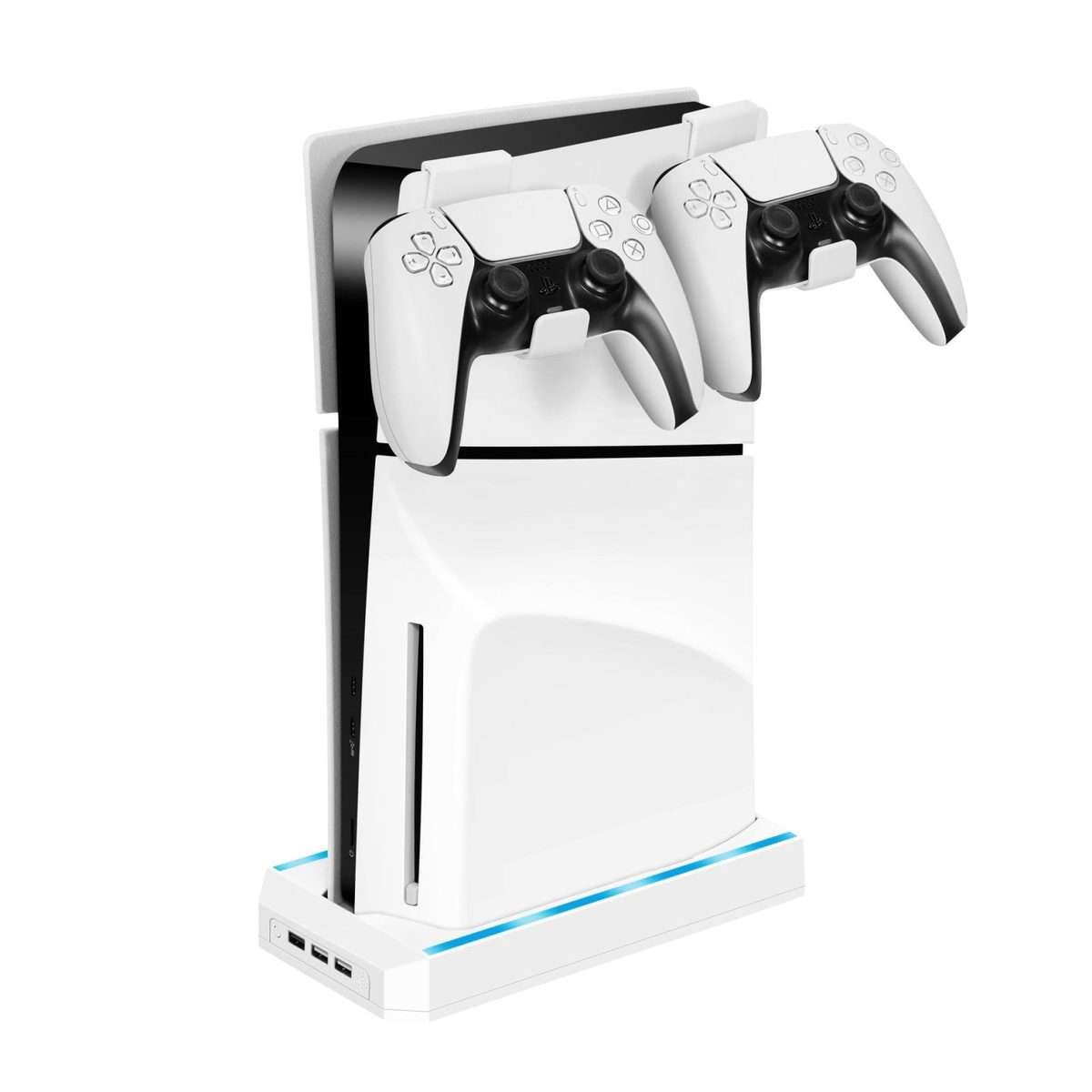 For PS5 Slim Console Wall-mounted Storage Rack With 3 USB2.0 Ports(White)