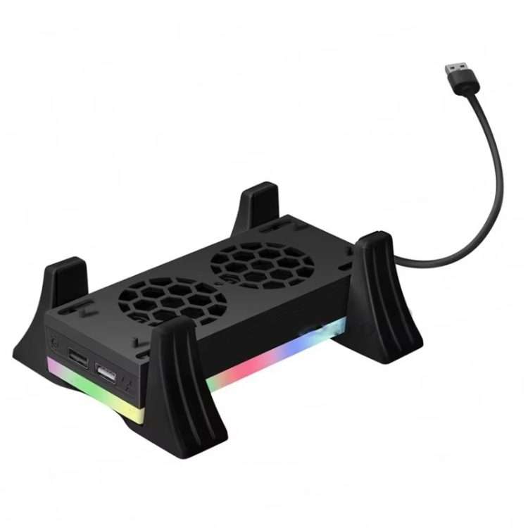 For XBOX Series S Console Base Cooling Fan Built-in LED Light Strip(Black)
