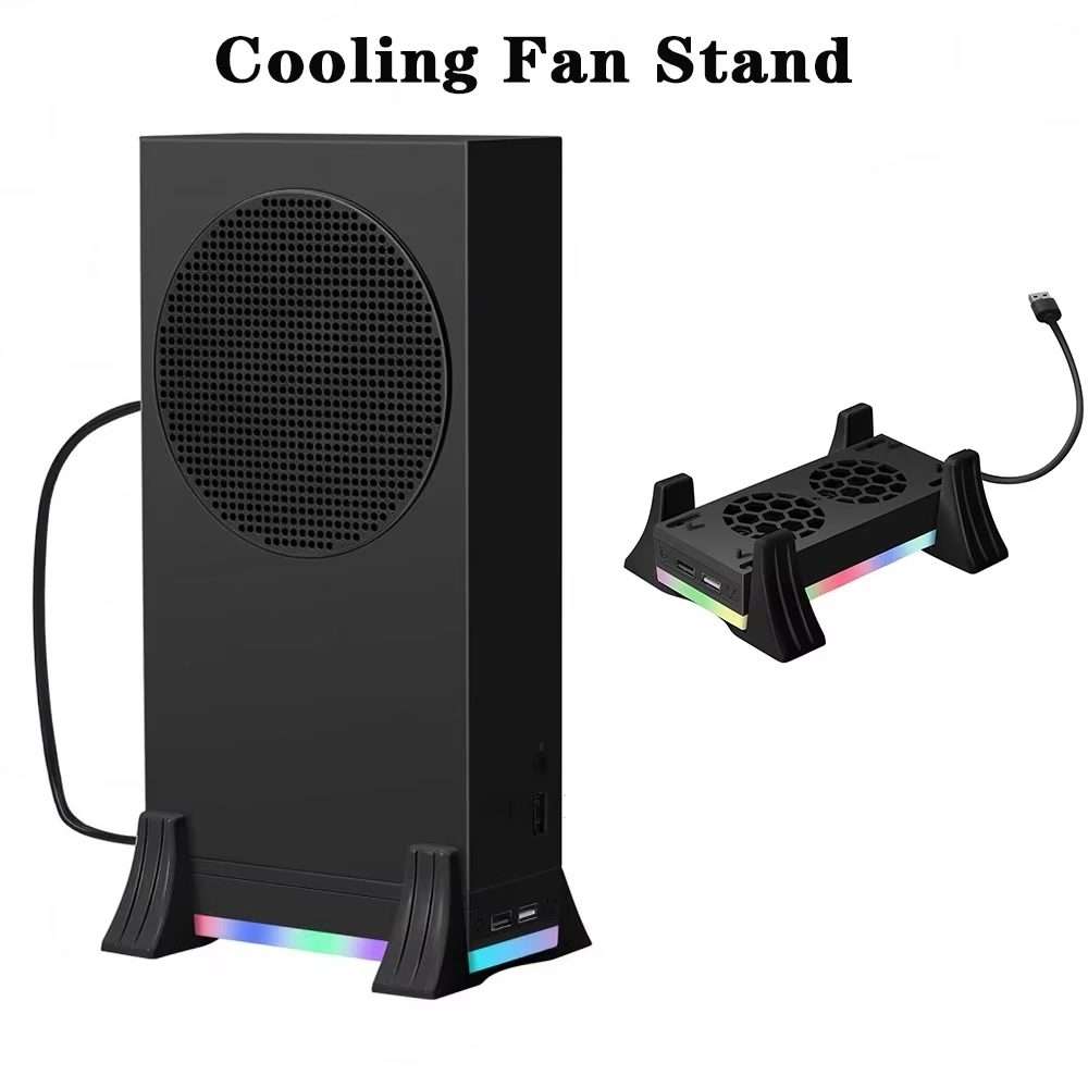 For XBOX Series S Console Base Cooling Fan Built-in LED Light Strip(Black)