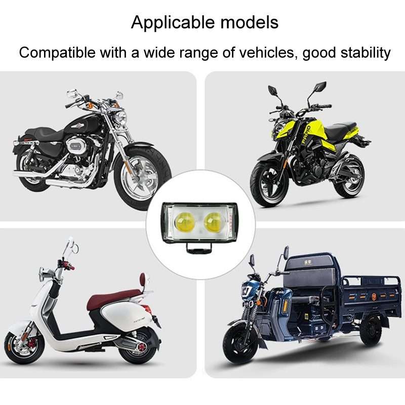 Motorcycle LED Spotlight External Mini Lens High Brightness Flash Headlight Driving F ... (2 Lens)