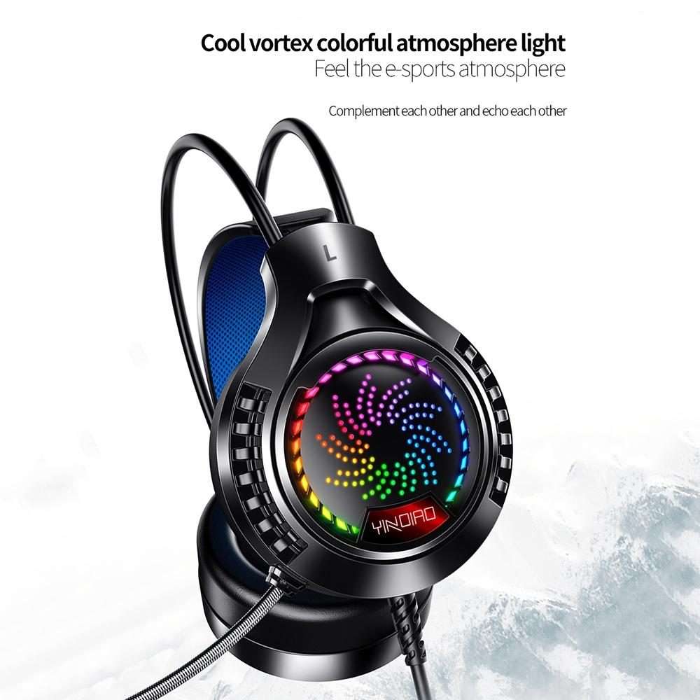 YINDIAO Q7 Colorful Light Computer Wired Headset USB Gaming Headset Dual 3.5mm + USB Black