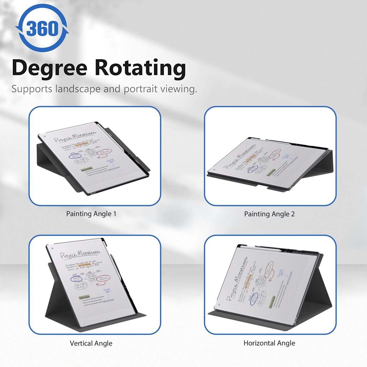 For reMarkable Paper Pro 2024 11.8 inch Rotating Dormant Case(Black)