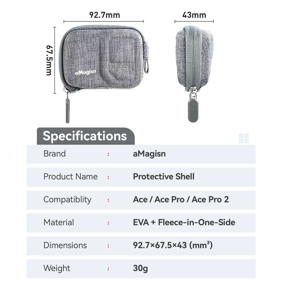 For Insta360 Ace Pro 2 / Ace Pro / Ace AMagisn Body Bag Protective Shell Accessories(Gray)