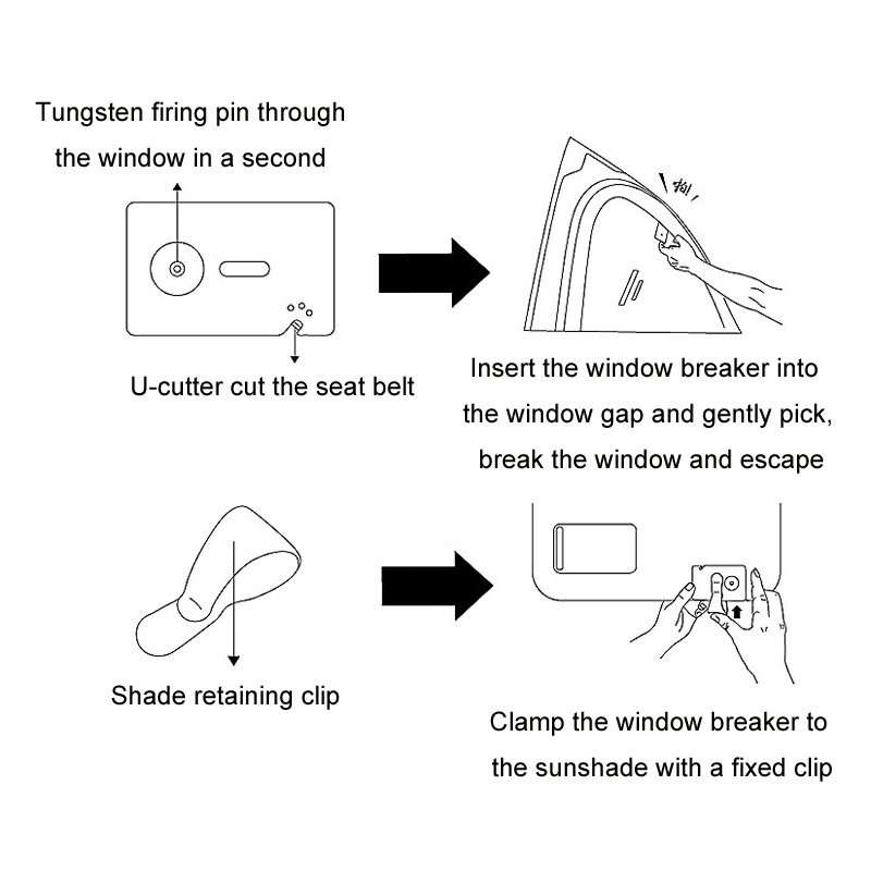 Car Window Breaking Safety Card Emergency Life-Saving Hammer(8.5x5.5cm)