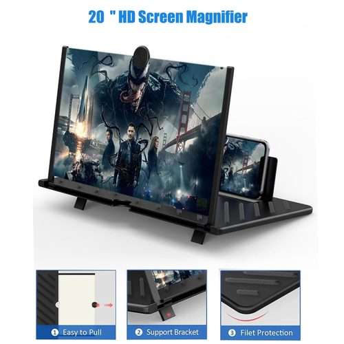 20-inch Pull-out Mobile Phone Screen Amplifier HD Desktop Viewing Mobile Phone Holder(Black)