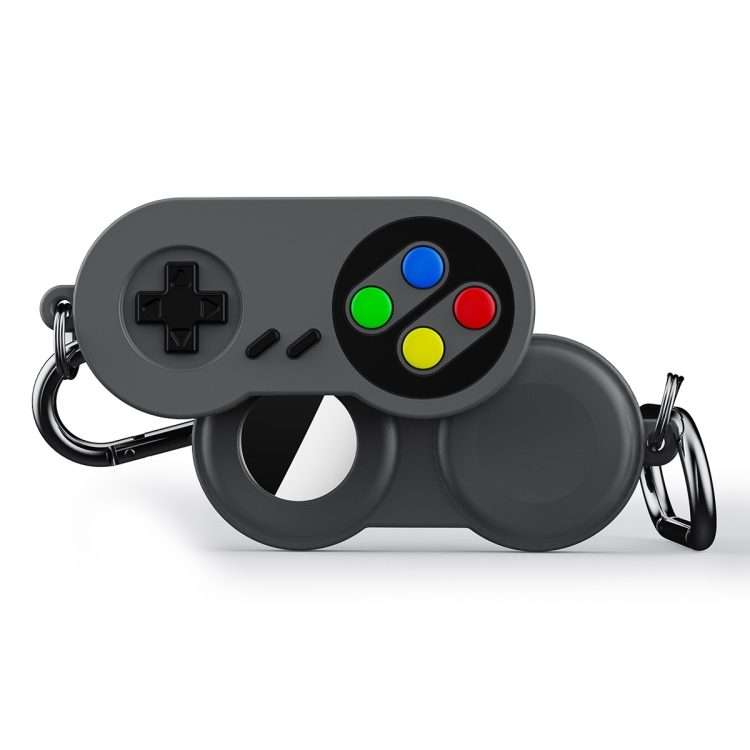 For AirTag 2nd Gen / AirTag 1st Gen Tracker Retro Game Console Shape Silicone Case ... (Deep Gray)