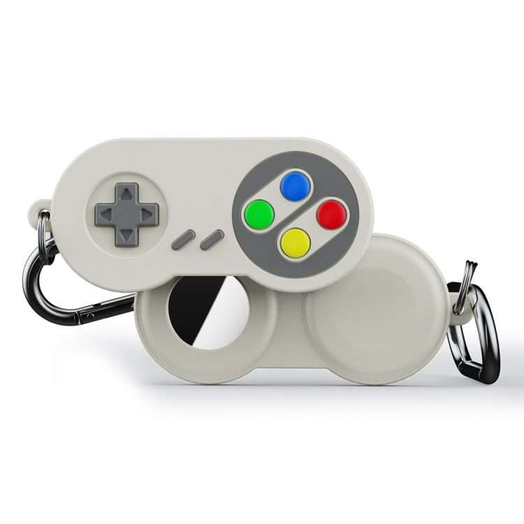For AirTag 2nd Gen / AirTag 1st Gen Tracker Retro Game Console Shape Silicone Case Wit ... (White)