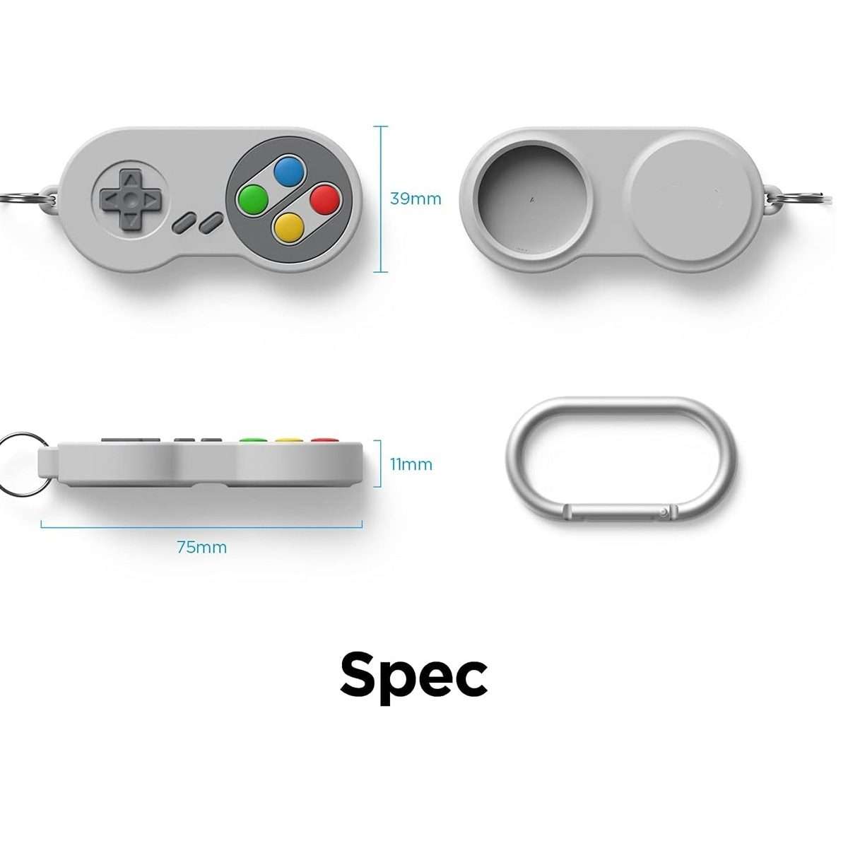 For AirTag 2nd Gen / AirTag 1st Gen Tracker Retro Game Console Shape Silicone Case Wit ... (White)