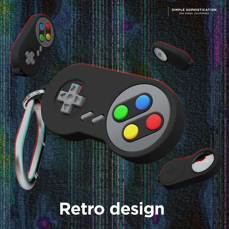 For AirTag 2nd Gen / AirTag 1st Gen Tracker Retro Game Console Shape Silicone Case Wit ... (White)