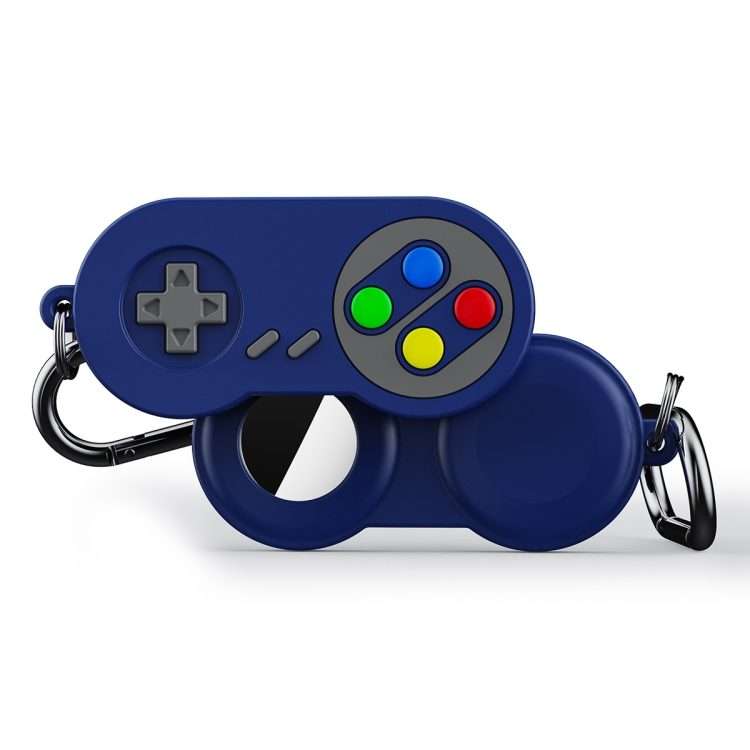 For AirTag 2nd Gen / AirTag 1st Gen Tracker Retro Game Console Shape Silicone Case ... (Deep Blue)