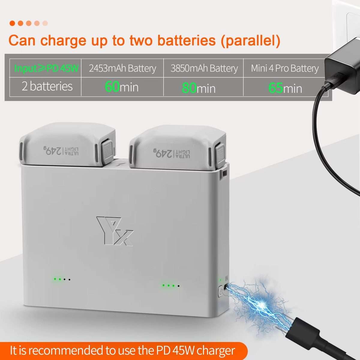 For DJI Mini 4 Pro / Mini 3 Pro / Mini 3 YX Two-Way Charger Battery Manager(Silver)