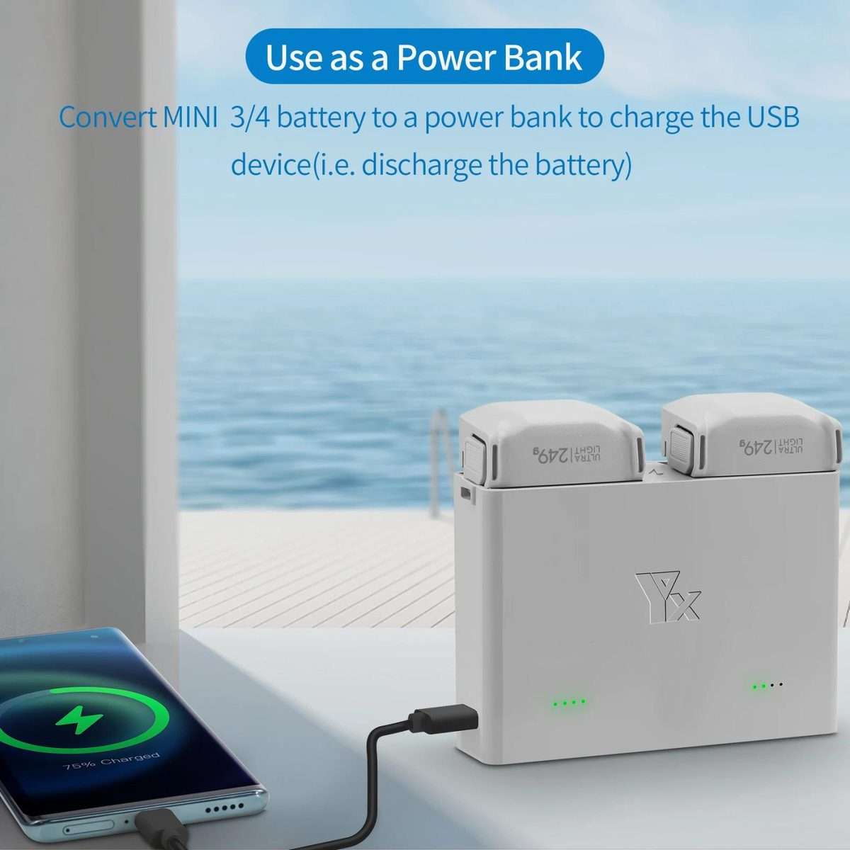 For DJI Mini 4 Pro / Mini 3 Pro / Mini 3 YX Two-Way Charger Battery Manager(Silver)