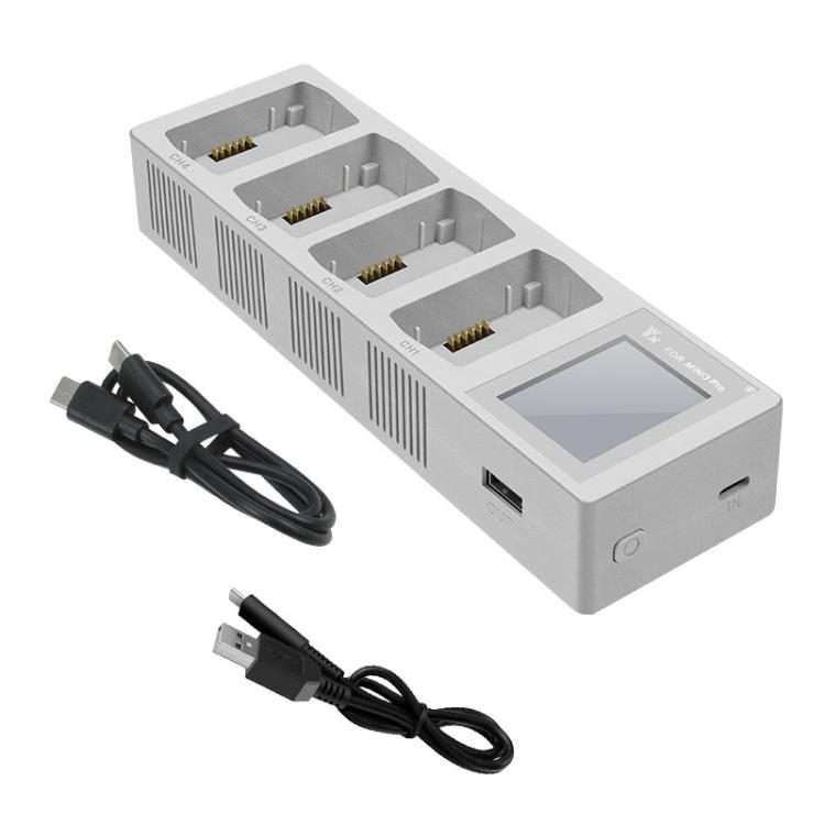 For DJI Mini 4 Pro / Mini 3 Pro / Mini 3 YX Four-Way Color Screen Charger Battery ... (Light Gray)