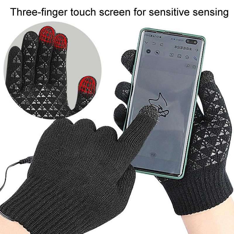 USB Heating Electric Warm Gloves Students Internet Writing Game Thickened Full Finger ... (Black)