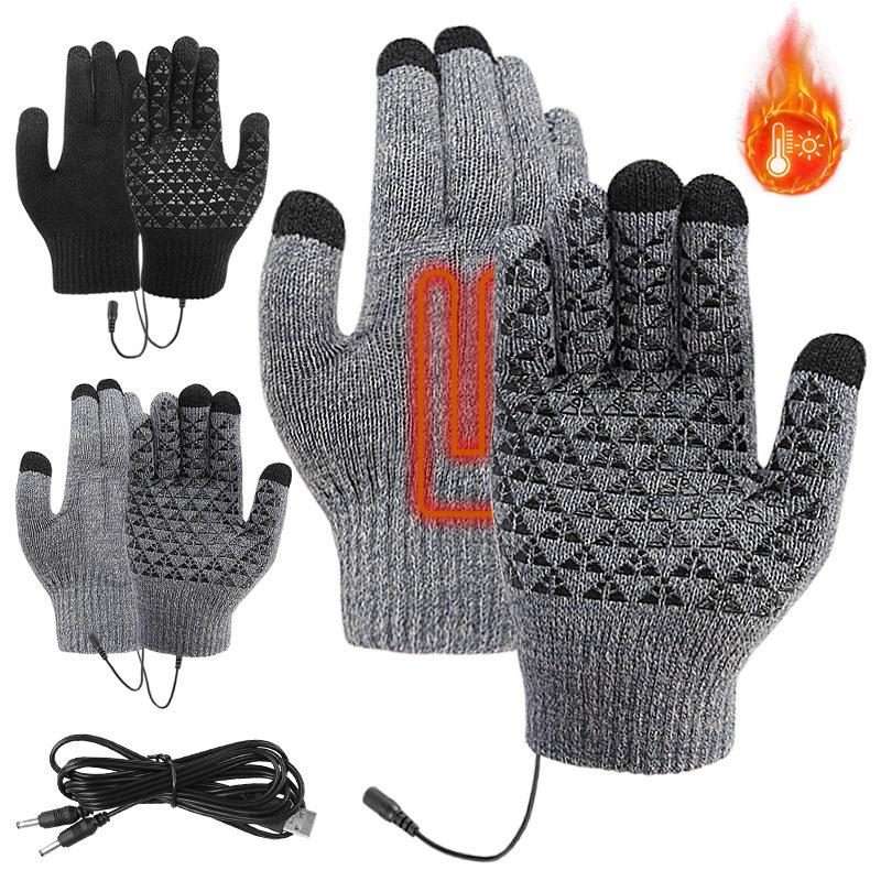 USB Heating Electric Warm Gloves Students Internet Writing Game Thickened Full Finger K ... (Gray)