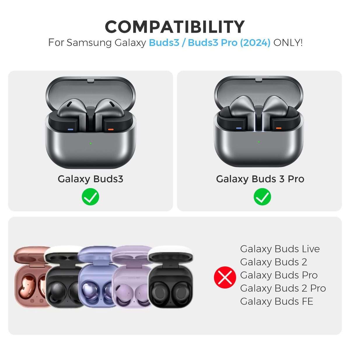 For Samsung Galaxy Buds3 / 3 Pro AhaStyle WG170 Bluetooth Earphone Silicone Protective Case(Black)
