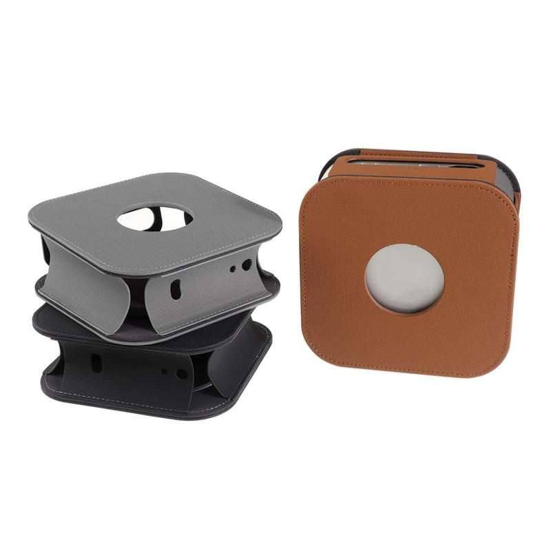 For Mac Mini M4 / M4 Pro Computer Host Dustproof Leather Case Shockproof Protective Cover(Black)