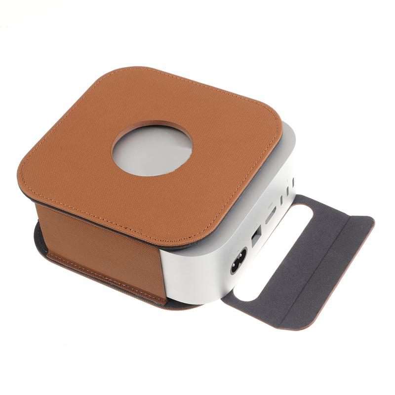 For Mac Mini M4 / M4 Pro Computer Host Dustproof Leather Case Shockproof Protective Cover(Brown)