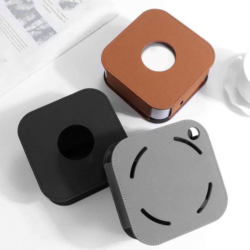 For Mac Mini M4 / M4 Pro Computer Host Dustproof Leather Case Shockproof Protective Cover(Brown)