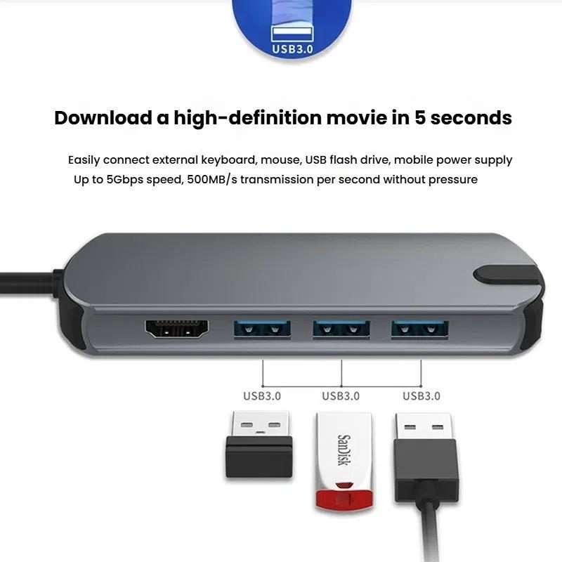 8-In-1 USB-C/Type-C Gigabit Ethernet Port Docking Station Hub HDMI 4K 30Hz