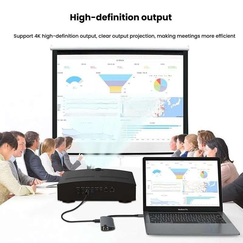 8-In-1 USB-C/Type-C Gigabit Ethernet Port Docking Station Hub HDMI 4K 30Hz