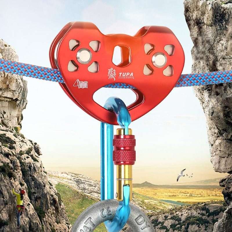 XINDA TP-Q9720 Outdoor Development Jungle Crossing Heart Shape Double Axle Ropeway Pulley(Black)