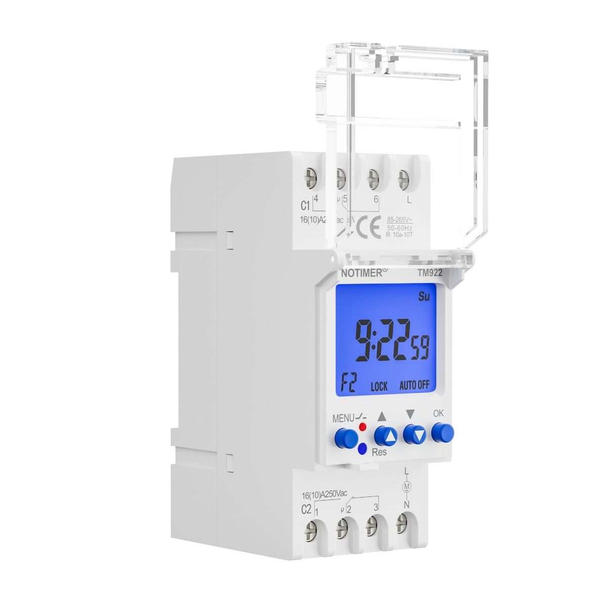 SINOTIMER TM922-K 85-265V 16A 2-Way Dual-Channel Second Control 7-Day Timing Switch Module DIN Mou