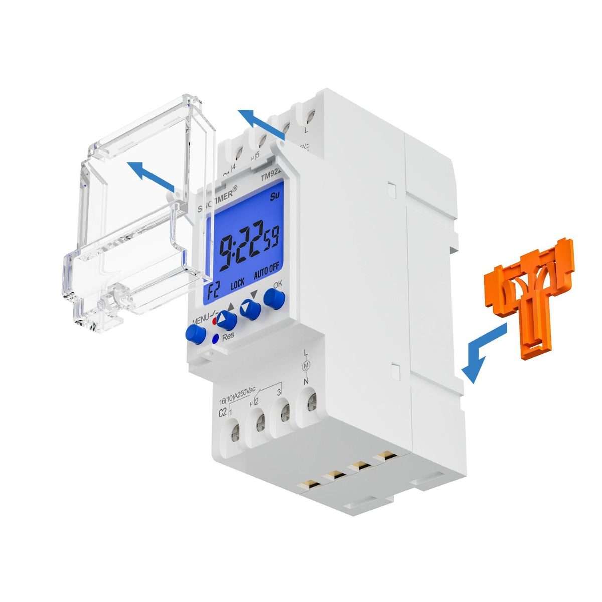 SINOTIMER TM922-K 85-265V 16A 2-Way Dual-Channel Second Control 7-Day Timing Switch Module DIN Mou
