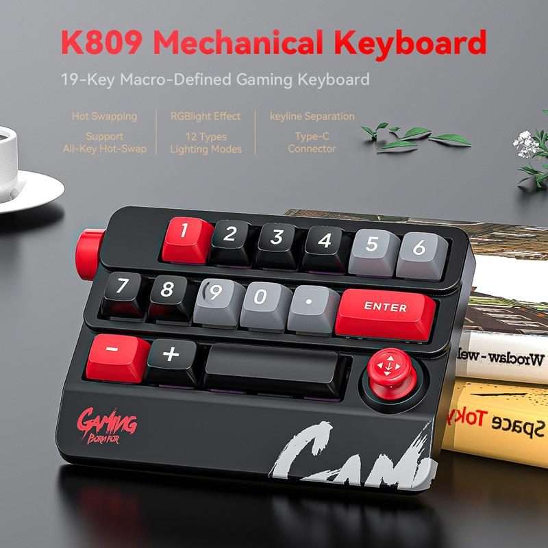 MKESPN RGB Hot Swap Wired Mechanical Keyboard Rocker Knob Programming Macro Custom Gam ... (White)