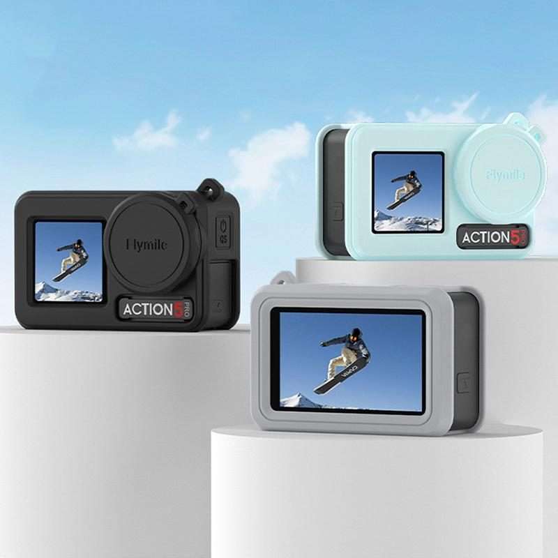For DJI Osmo Action 3 / 4 / 5 Pro Flymile Silicone Cover Sport Camera Lens Drop Cases(Blue)