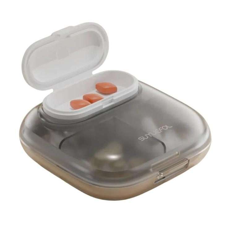 Portable Pill Box Dispenser Sealed Large Capacity Seven Days a Week Medication Or ... 4 Grids Gray