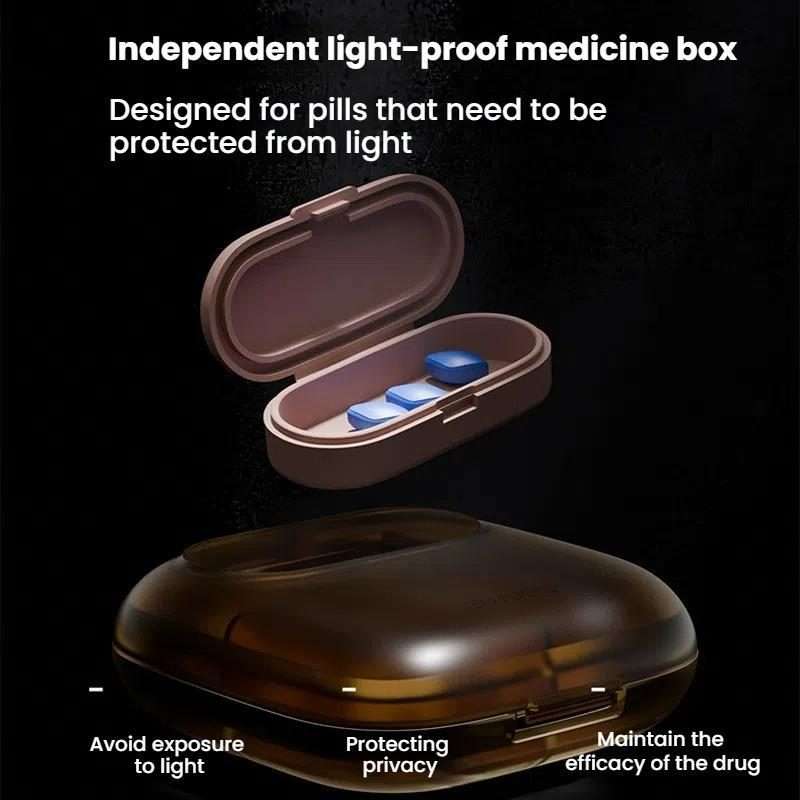 Portable Pill Box Dispenser Sealed Large Capacity Seven Days a Week Medication Or ... 4 Grids Gray