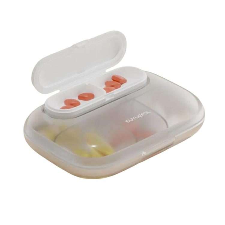 Portable Pill Box Dispenser Sealed Large Capacity Seven Days a Week Medication O ... 6 Grids White